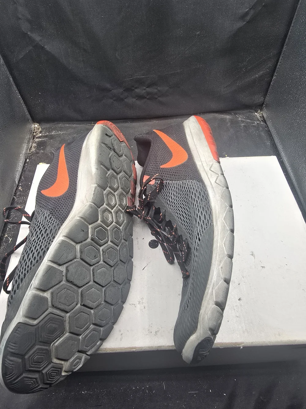 Nike Black and‎ Orange Low-Top Mesh Sneakers